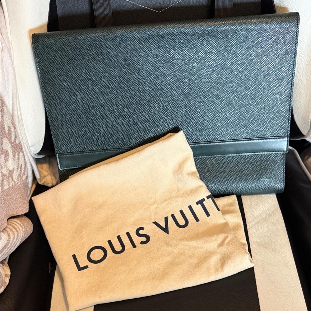 Louis Vuitton Dark Green Document Clutch Laptop Bag
